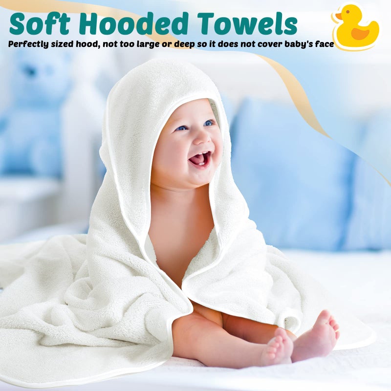 Chumia 6 Pack Baby Bath Towel Coral Fleece Soft Absorbent Newborn Hooded Towel for Kid 30 x 30 Inch Toddler Bath Blanket for Babies Infant Shower Gift(White) - Image 4